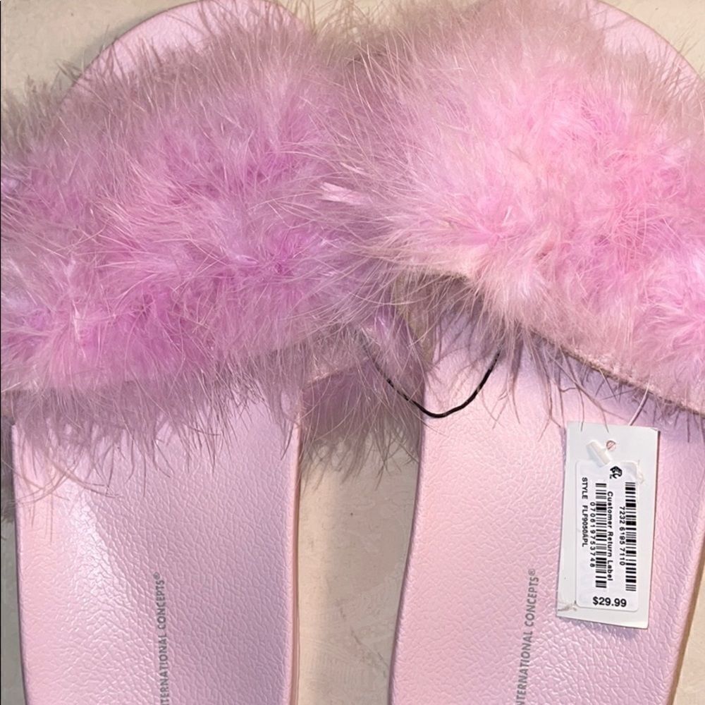 NWT INC open toe pink slippers US5/6